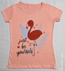 Girls Coral Pink Short Sleeves T Shirt with flamingo Print - Bavis Clothing