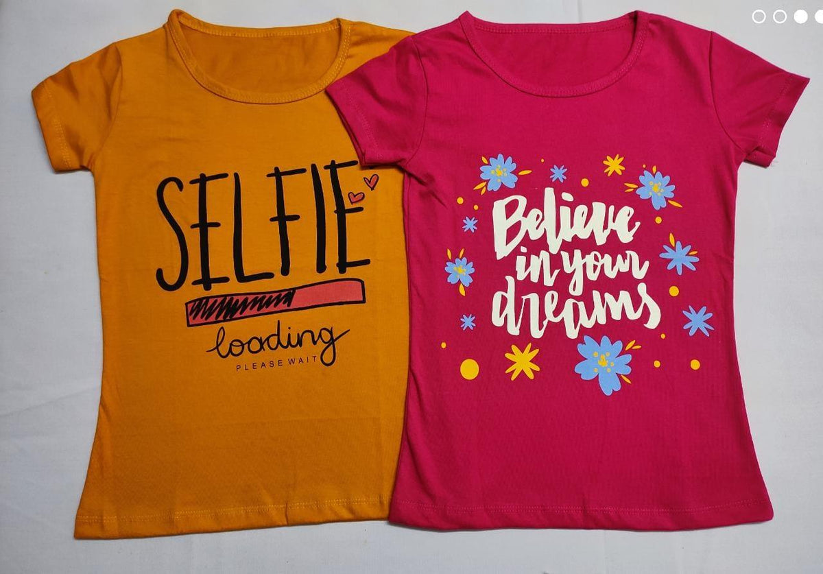 Girls Dark Imperial Yellow & French wine Short Sleeves T Shirt - Bavis Clothing Main image