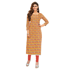 Goldan Floral Print Cotton Long Kurti