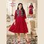 Heavy Rayon U Neck Red Wine Umbrella Kurti with Natural Grey Printed Jacket