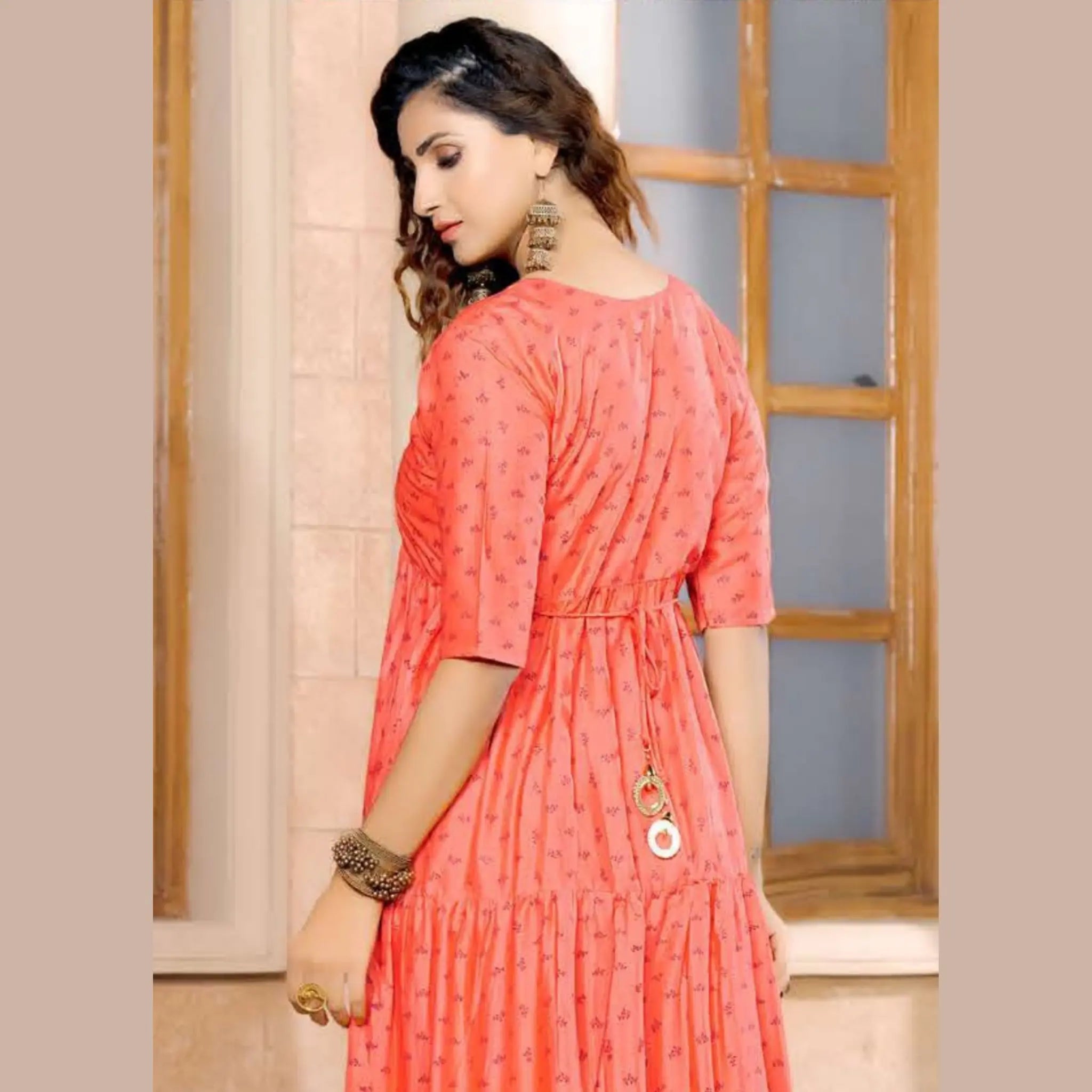 Heavy Reyon Slub Print Kurthi With Exculsively Embriodery