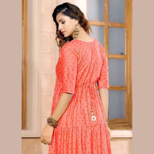 Heavy Reyon Slub Print Kurthi With Exculsively Embriodery