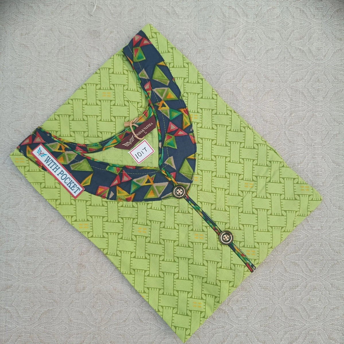 Trendy Pale Olive Green Straight Cut Kurti with Stylish Side Pocket Main image