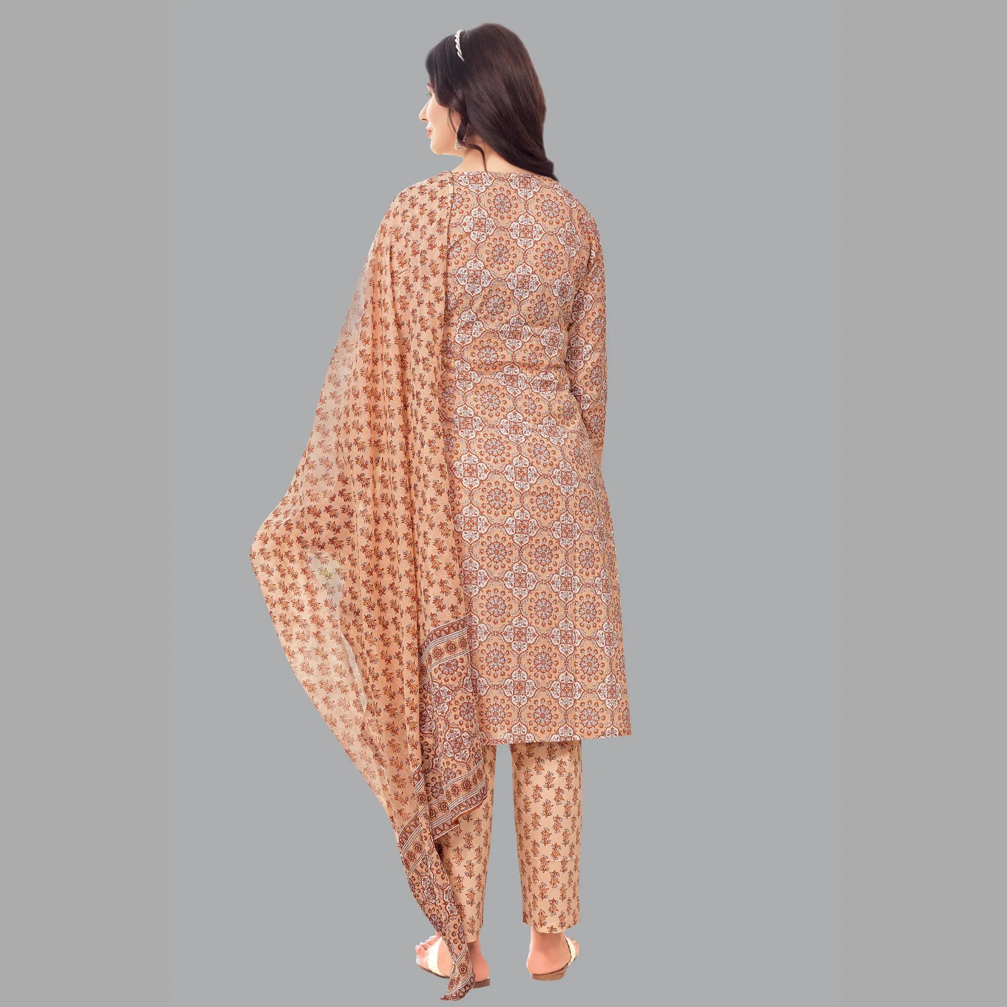 Jaipur Cotton Opulence: Cashmere Kurta with Butta Print Pant and Coordinating Dupatta - Item 199