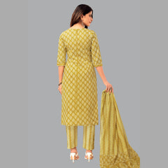 Women's Elegance in Gold: Golden Yellow Kurta with Straight Pant and Coordinating Dupatta - Item 196