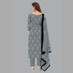 Sophisticated in Grey: Block Print Kurta with Butta Print Pant and Coordinating Dupatta - Item 198