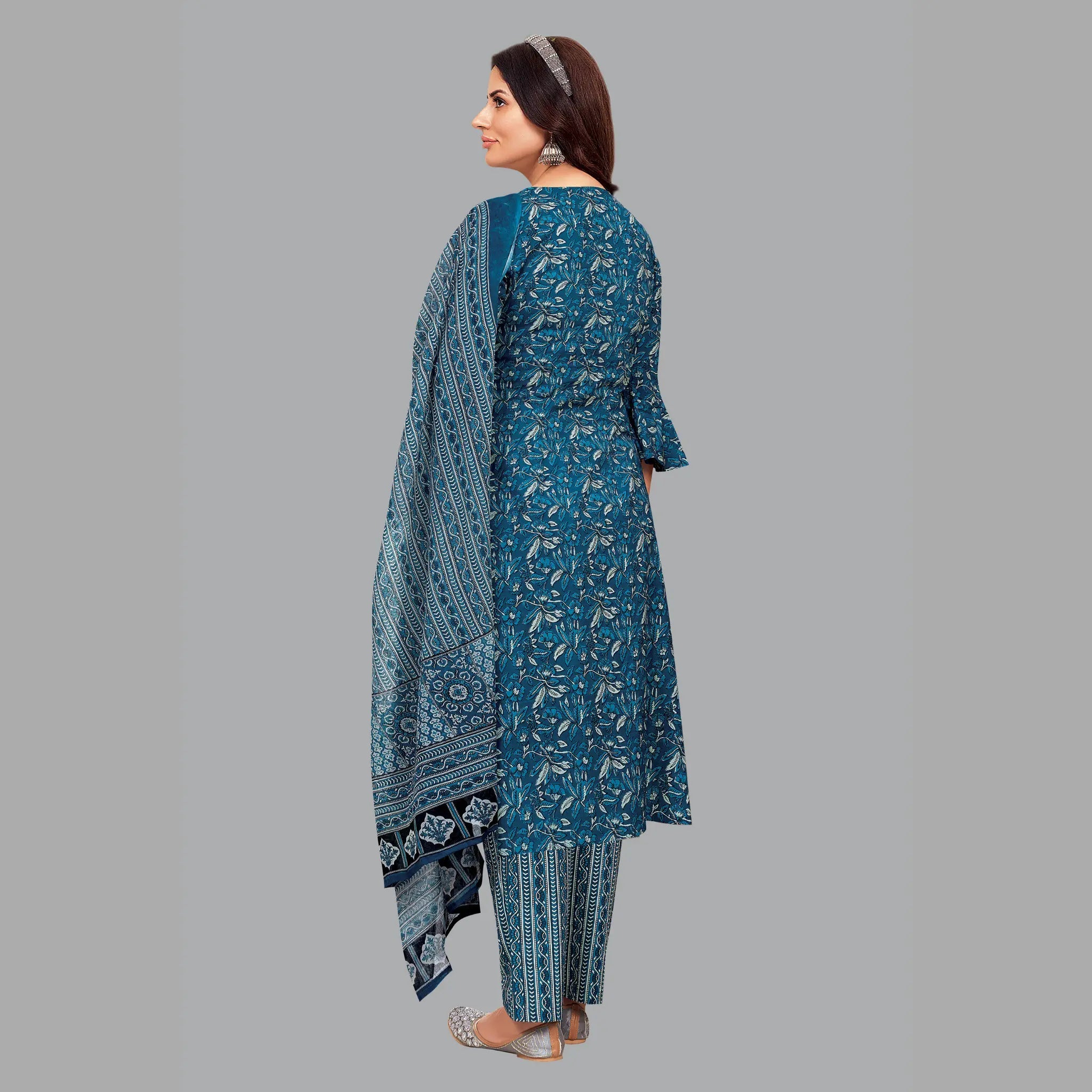 Elegance in Regal Blue: Kurta with Straight Pant and Matching Dupatta - Item 200