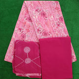Lavender Rose Cambric Cotton Floral Print Unstitched Salwar Suit and Pant with Nazmeen Dupatta Work