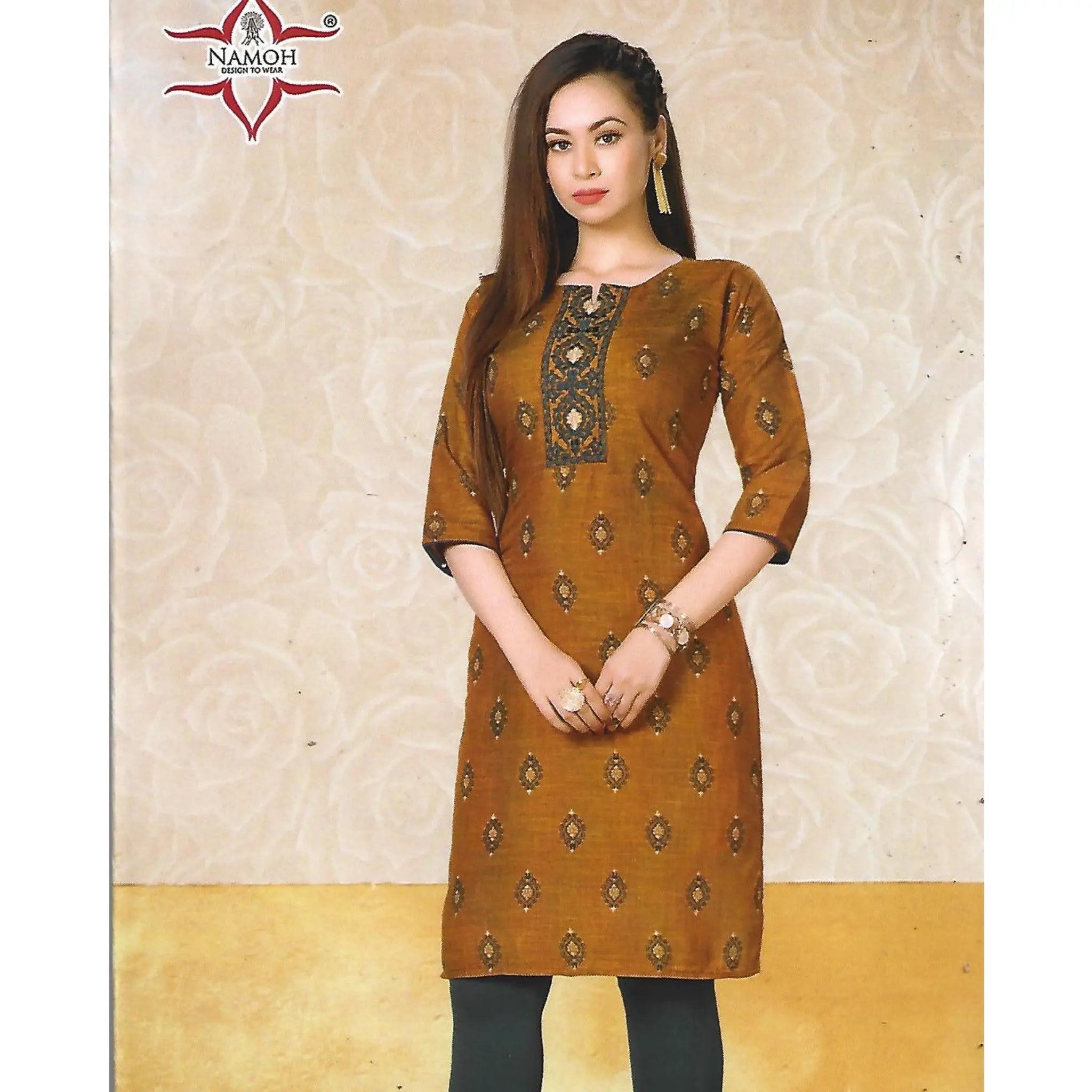Light Brown Embroidered Designer Kurti for Women Main image