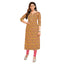 Light Mustard Floral Print Cotton Long Kurti