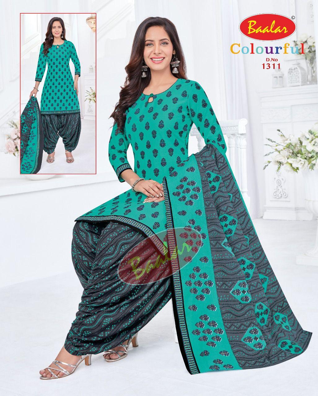Light Sea Green Top with Fuscous Grey Bottom and Dupatta. Soft Cotton Patiala Dress Material Sets. - Bavis Clothing