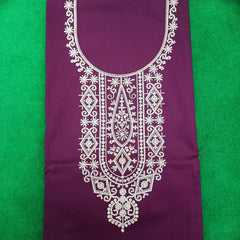 Maroon Jam Satin with Neck and Border Embroidery