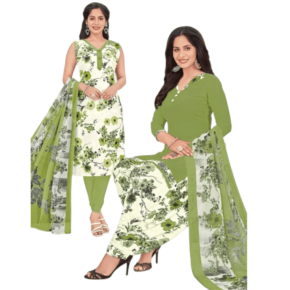 Natural Green Salwar Kameez with White Patiala with Dupatta on Sale Now at Bavis Clothing