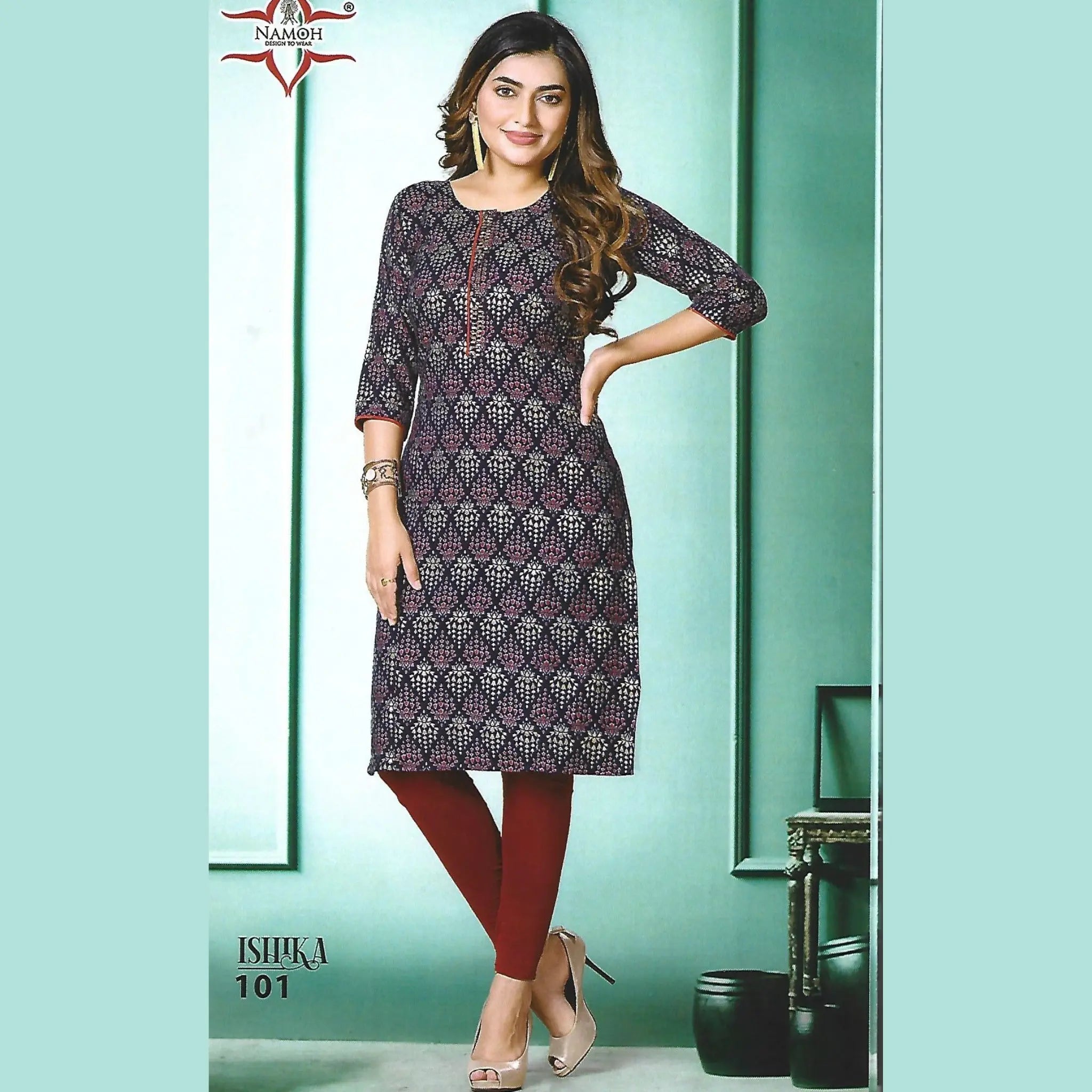 Navy Blue Capsule Printed Kurti for Women Main image