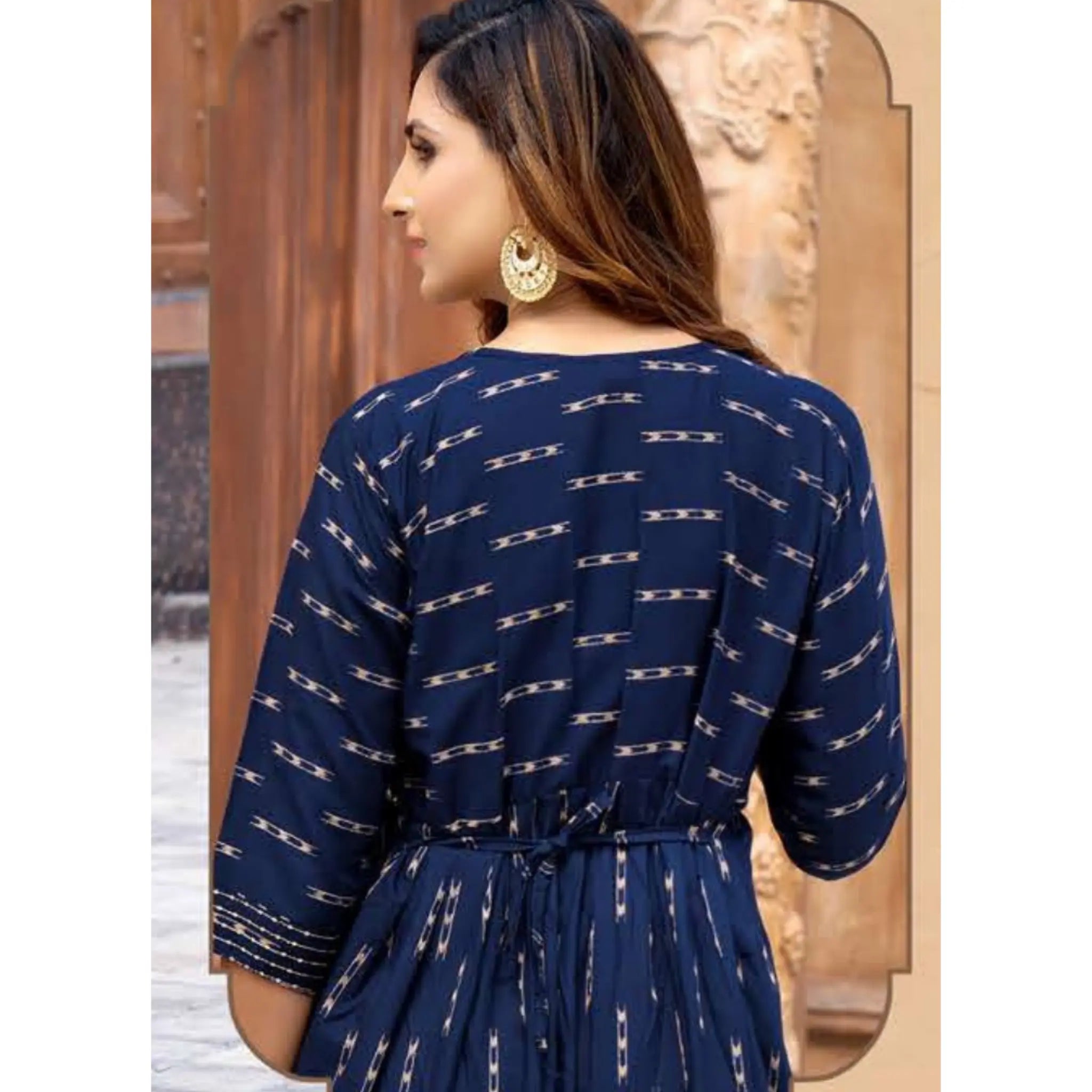 Navy Blue Fancy Rayon Kurti with Sequence Work
