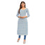 Off White Floral Print Cotton Long Kurti