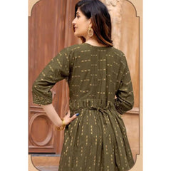 Olive Green Fancy Rayon Kurti with Sequence Work