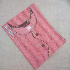 Onion Pink U Neck Fancy Button Cotton Straight Cut Kurti