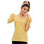 Pale Gold Puff Sleeves Short Tops for Women