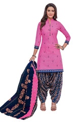 Pale Magenta Cotton Top with Floral Design Patilaya Pant and Cotton Dupatta(Readymade/Stitched) - Bavis Clothing