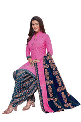 Pale Magenta Cotton Top with Floral Design Patilaya Pant and Cotton Dupatta(Readymade/Stitched) - Bavis Clothing