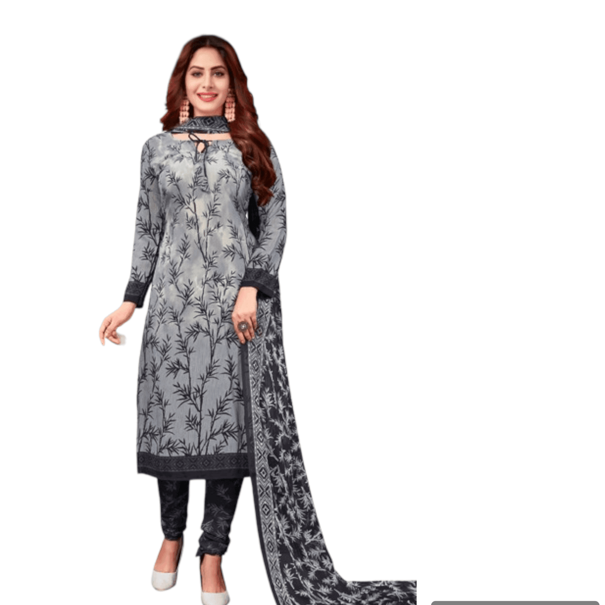 Pastel Grey Stunning Salwar Suit with Dark Blue Churidar & Dupatta set for sale – Bavis Clothing