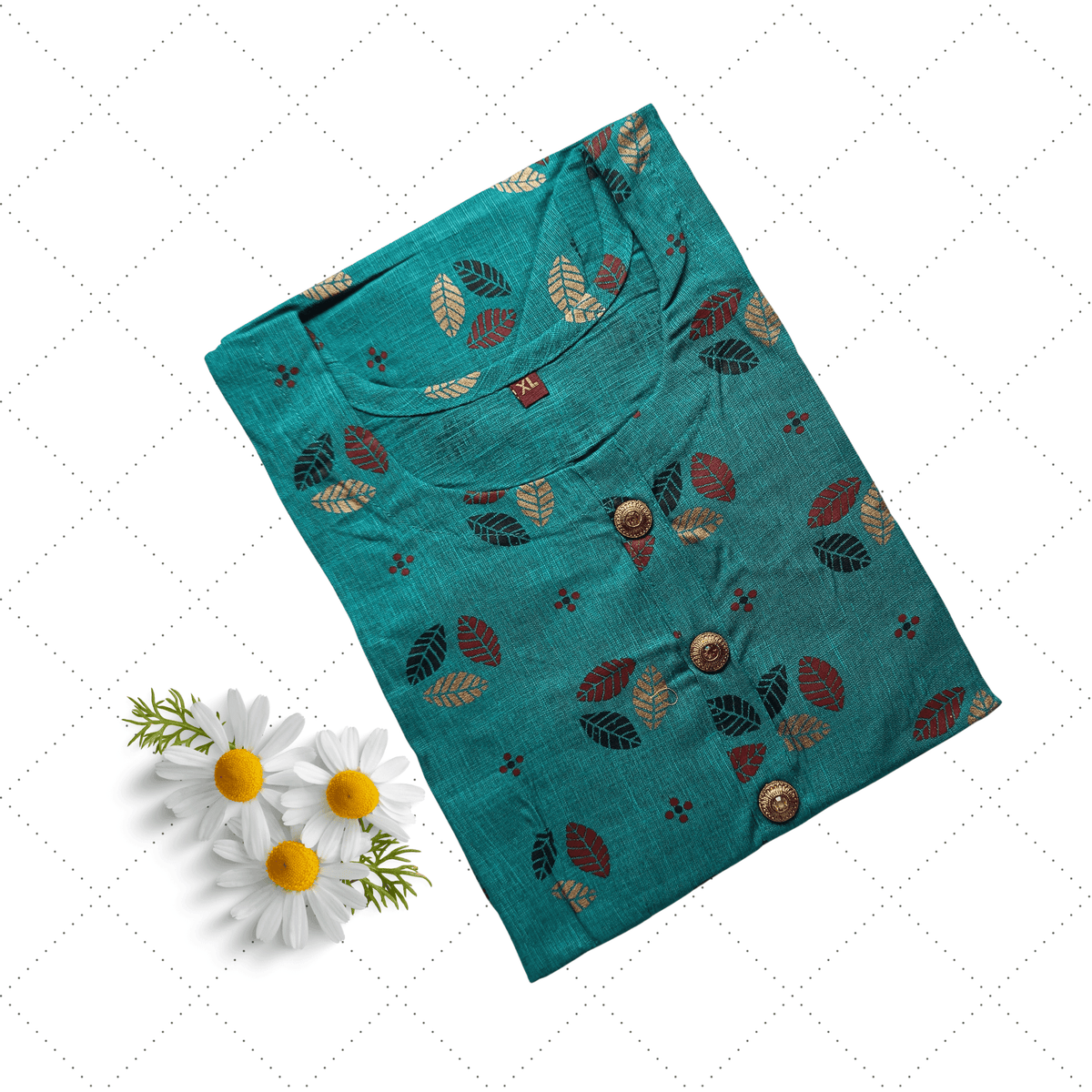 Peacock Blue Two Tone Long Ghera Kurti Main image