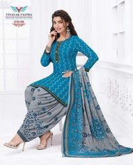 Peacock Blue U Neck Rayon Top with Cool Grey Patiyala Pant and Dupatta - Bavis Clothing