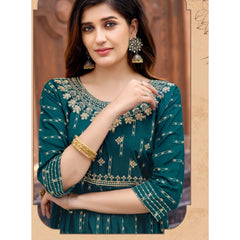 Pine Green Fancy Rayon Kurti with Sequence Work