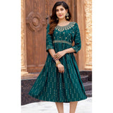 Pine Green Fancy Rayon Kurti with Sequence Work