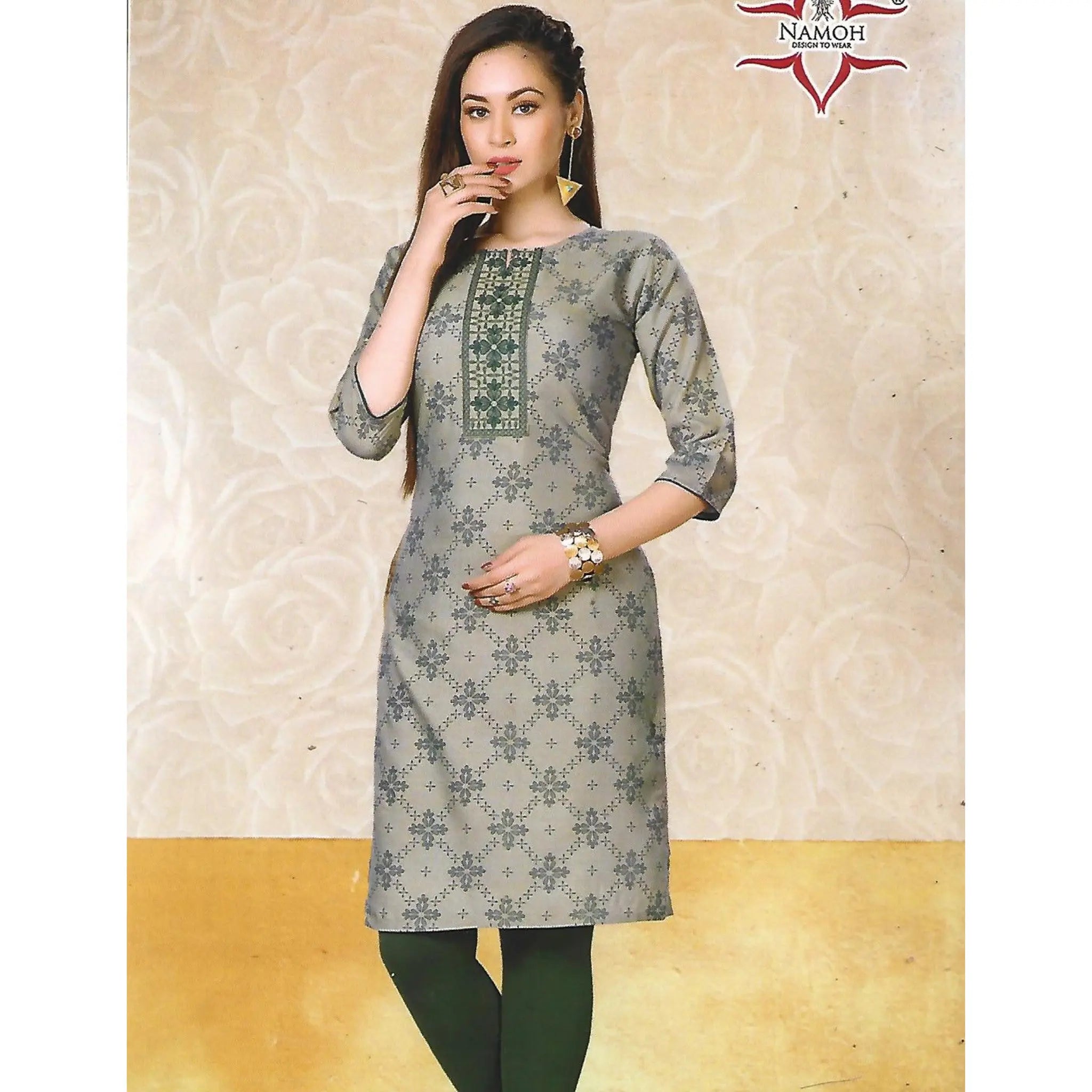 Pinkish Grey Heavy Rayon Casual Kurti for Women Main image