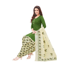 Sweetheart Neck Camo Green Top with White Patilaya Pant and  Dupatta