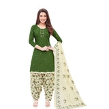 Sweetheart Neck Camo Green Top with White Patilaya Pant and  Dupatta