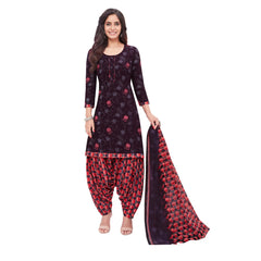 Cotton UNeck Magenta Red Top with Orange Red Patilaya Pant and Dupatta