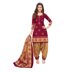 Cotton Maroon Top with Yellowish Orange Patilaya Pant and Dupatta