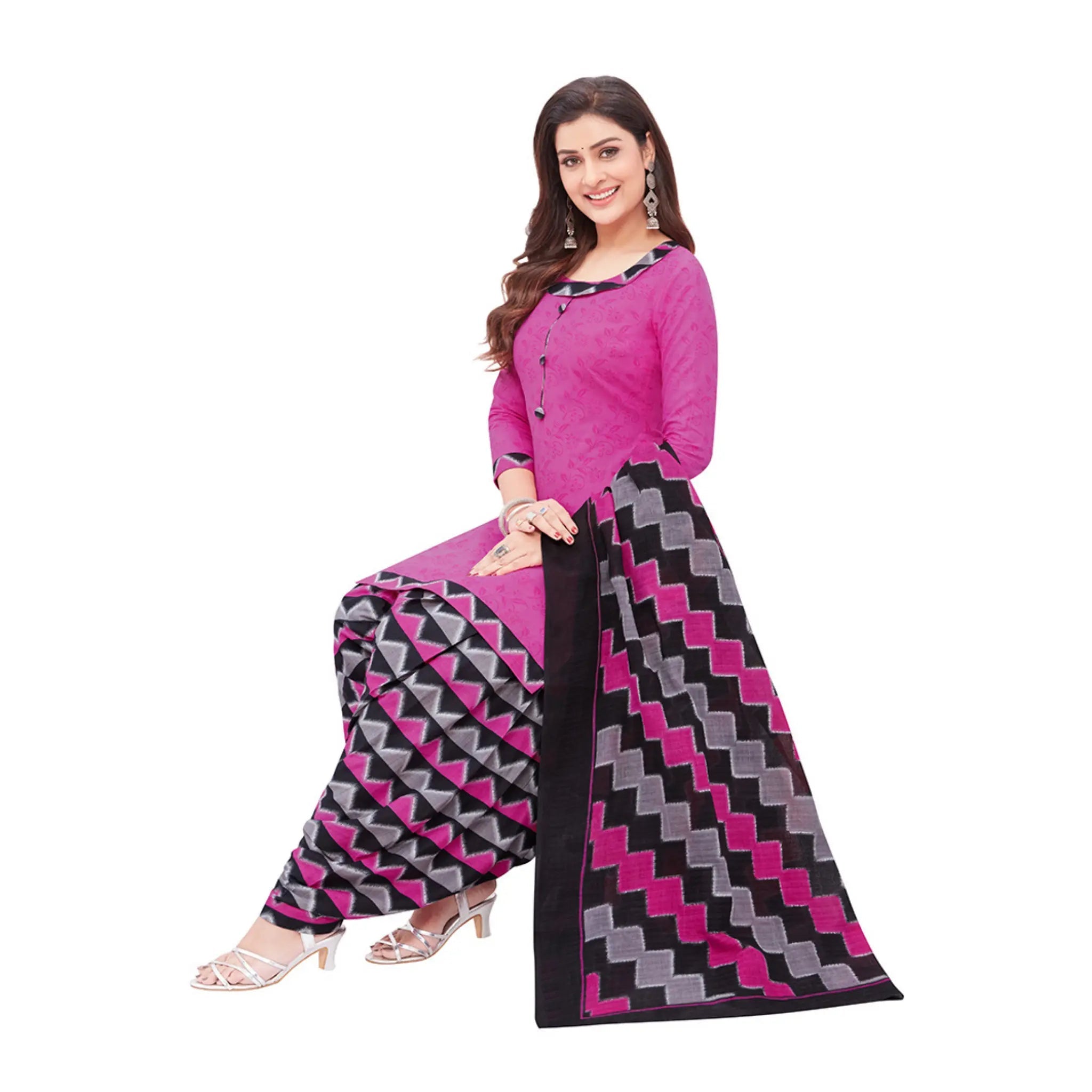 Purplish Pink Top with Temple Patten Patilaya Pant and Cotton Dupatta Main image