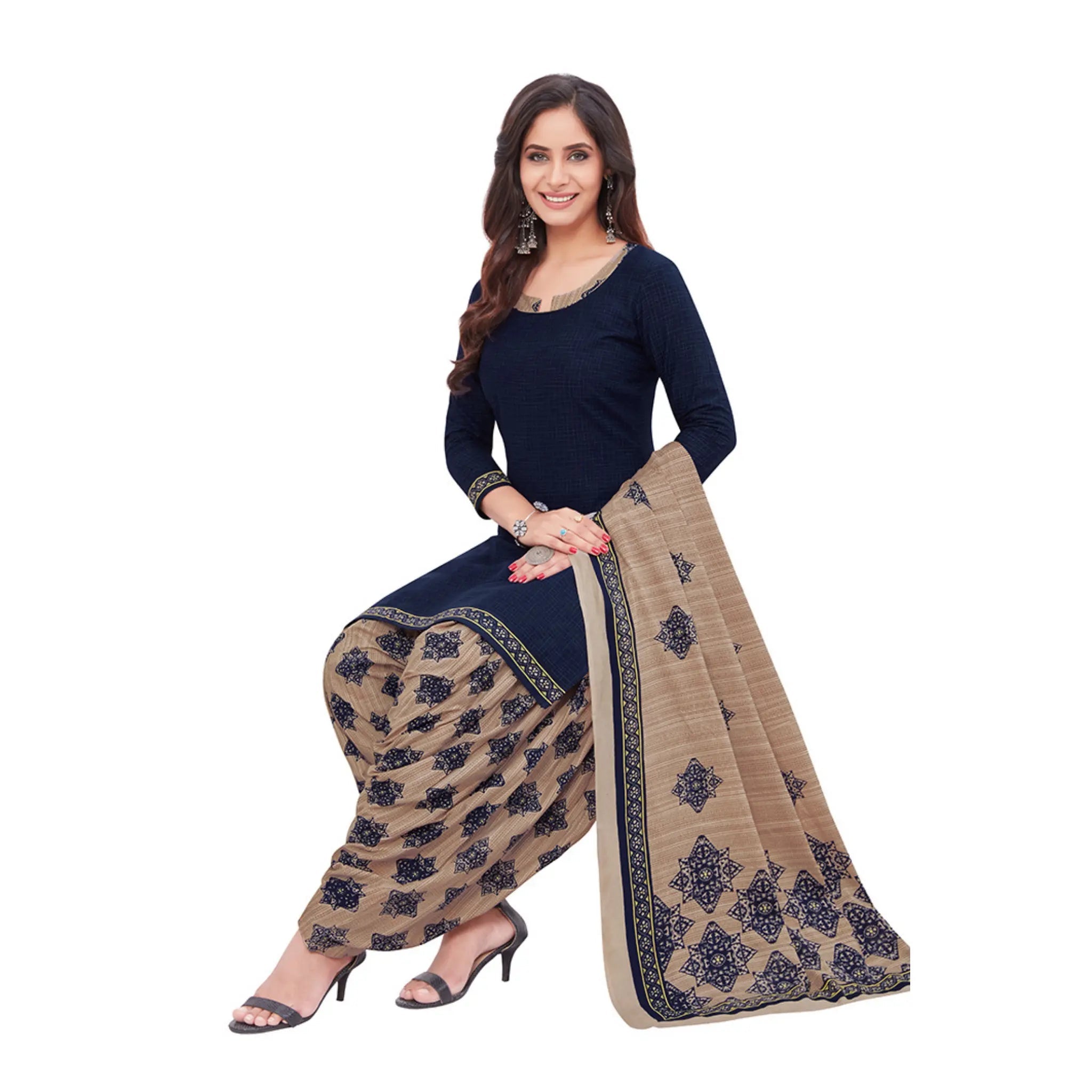 Tealish Blue Top with Rosy Brown Patilaya Pant and Cotton Dupatta Main image