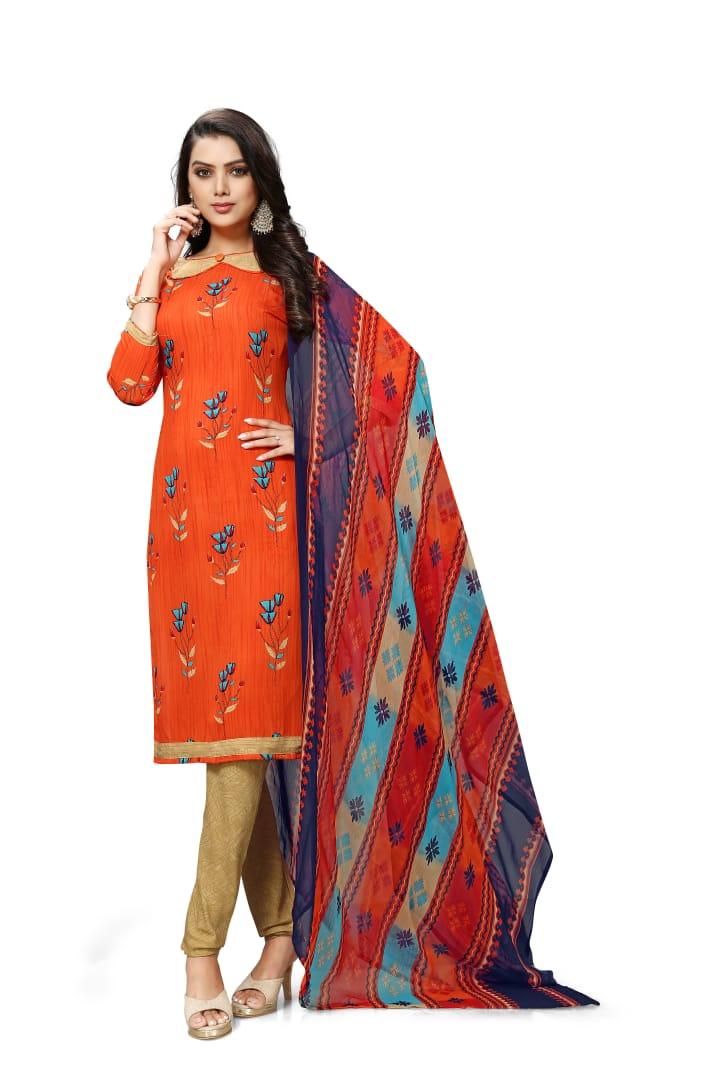 Red Orange and Beige Salwar Suit for Women - High quality synthetic material - Bavis Clothing