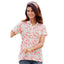 Soft Peach Floral Print Mandarin Collar Tops for Women
