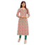 Spanish White Floral Print Cotton long Kurti