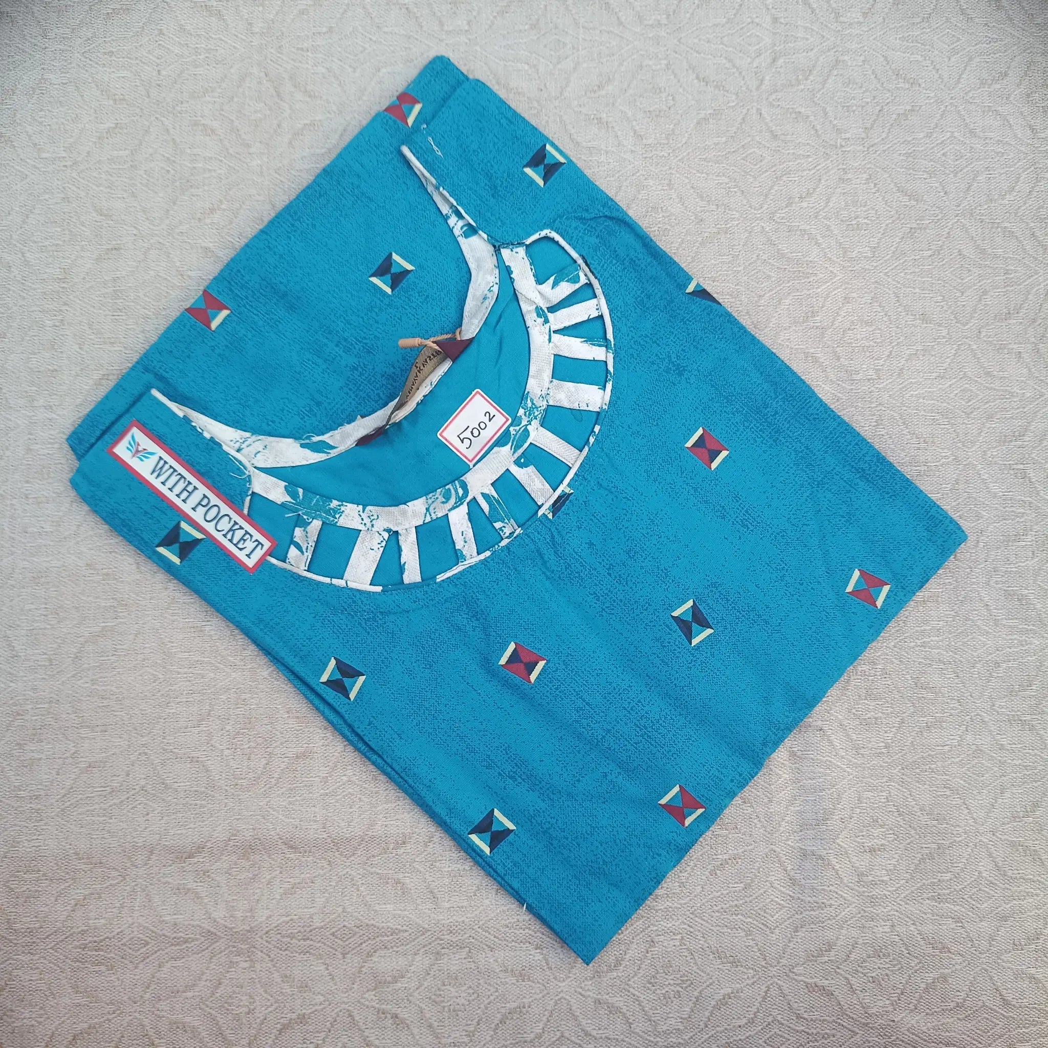 Stylish Blue Straight Cut Kurti with Handy Side Pocket for Easy Access Main image