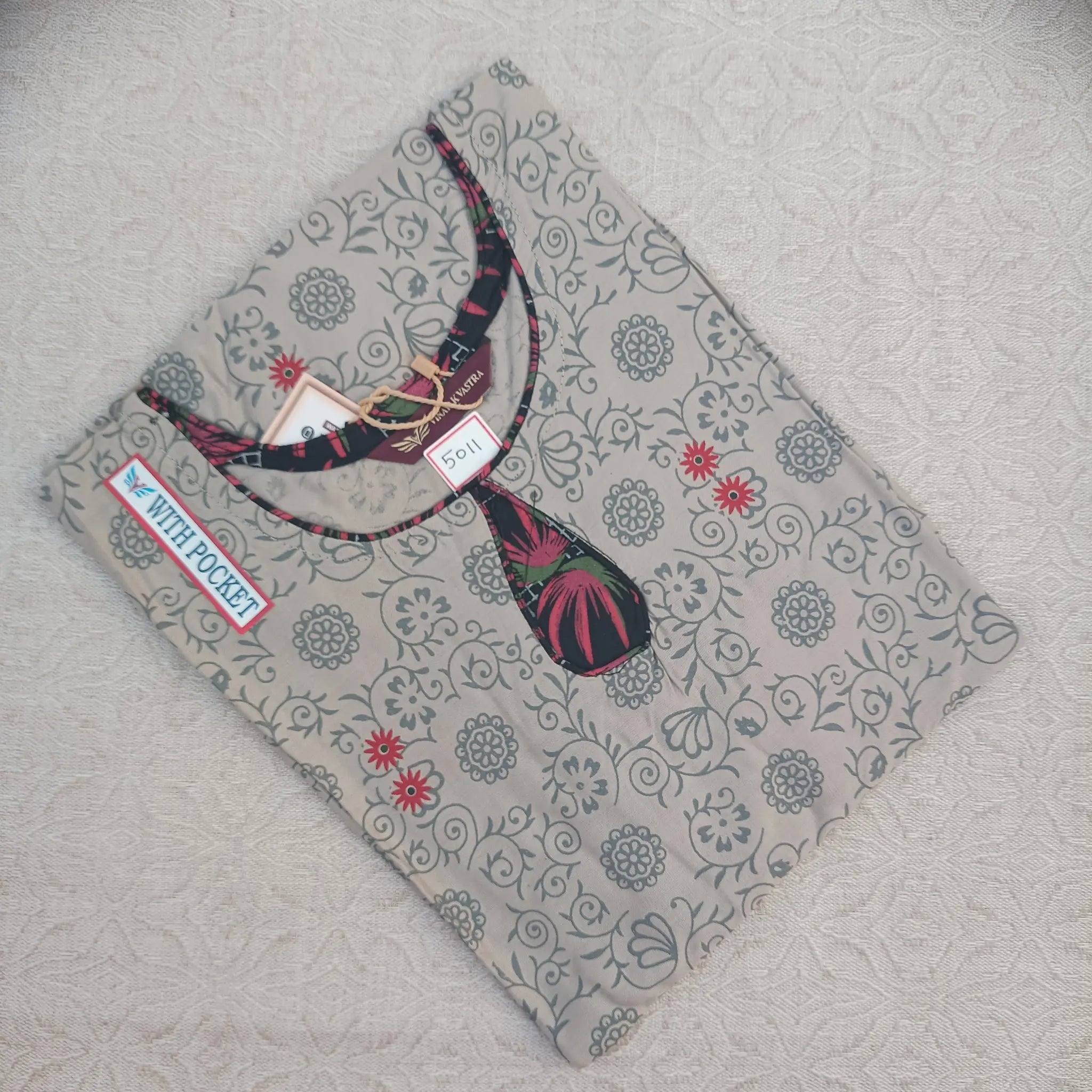 Dusty Grey Straight Cut Kurti with a Stylish Side Pocket for Your Essentials Main image