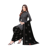 Cotton Coller Neck Carbon Grey Top with Black Patiala Pant and Dupatta