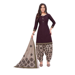 Versital Cotton U Neck Coffee Brown Top and Patilaya Pant Dupatta