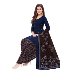 Cotton Dark Pastel Blue Top with Coffee Bean Patilaya Pant and Dupatta