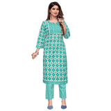 Shop Online for Green Cotton Kurti with Pant for women - Bavis Clothing: Low Price