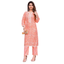 Women orange kurta with designer neck pattern with straight pant