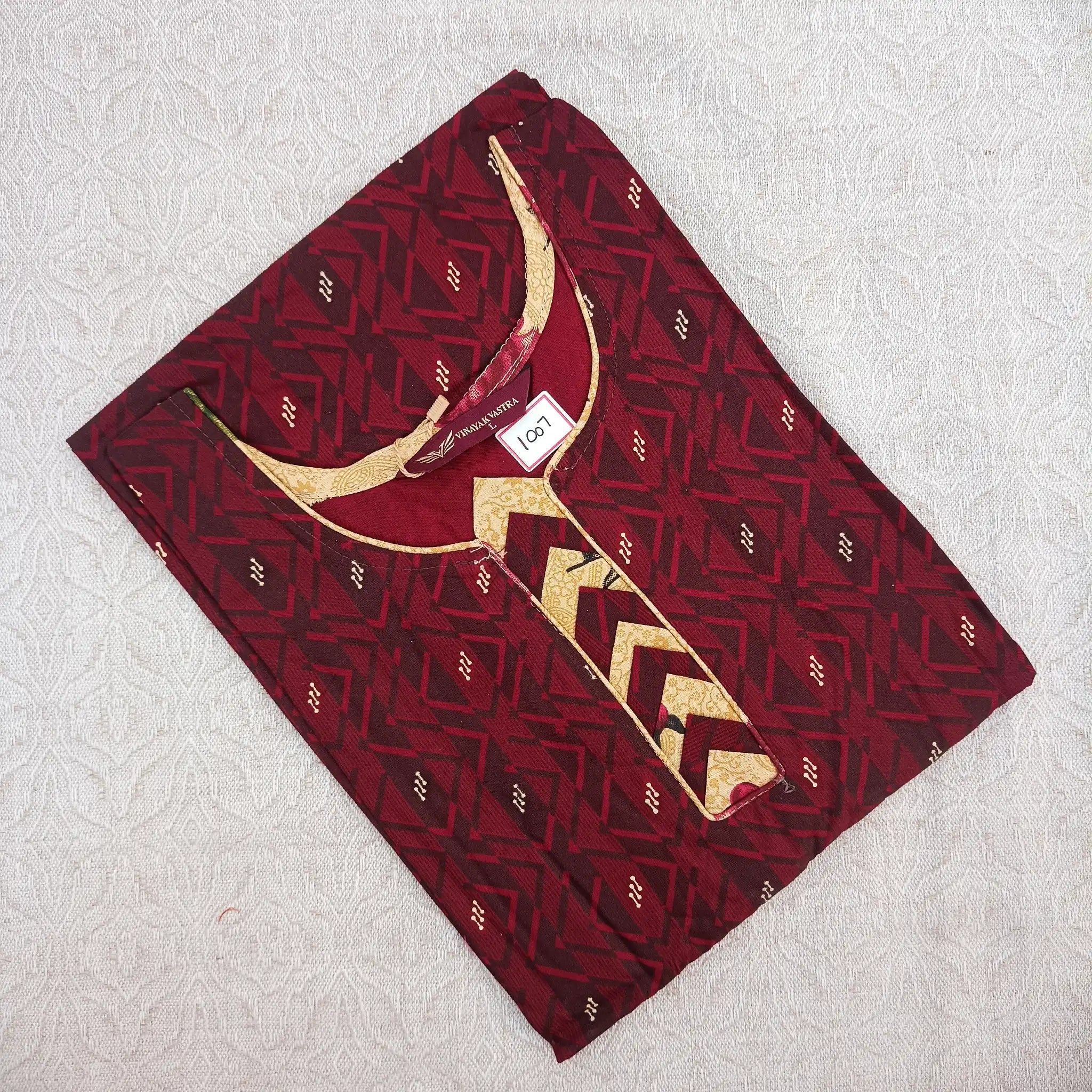 Women's Indemand Pinkish Red Printed Kurti With Side Pocket Main image