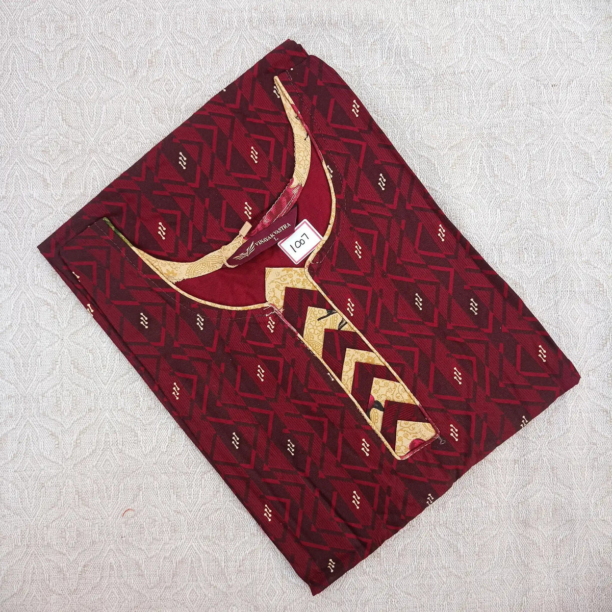 Women's Indemand Pinkish Red Printed Kurti With Side Pocket