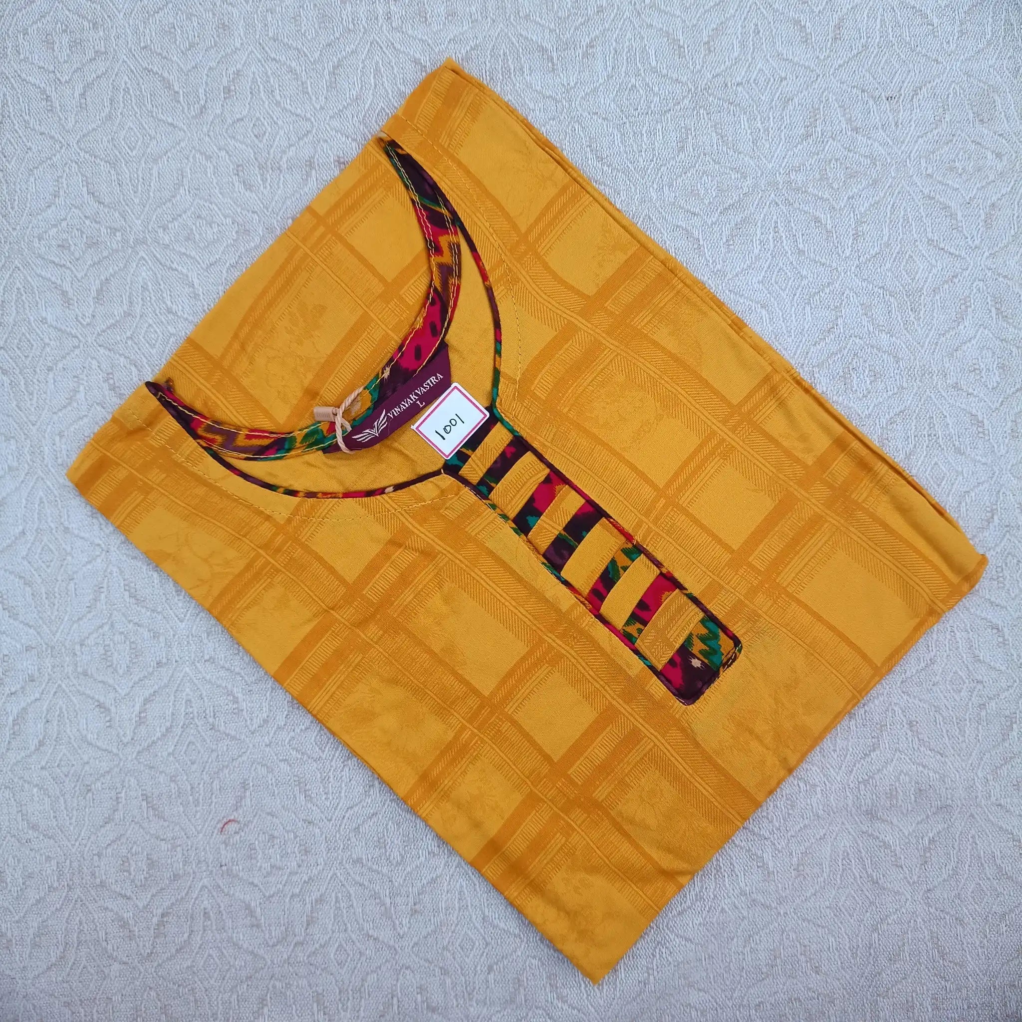 Women's U Neck Carrot Orange Printed Kurti with Side Pocket Main image
